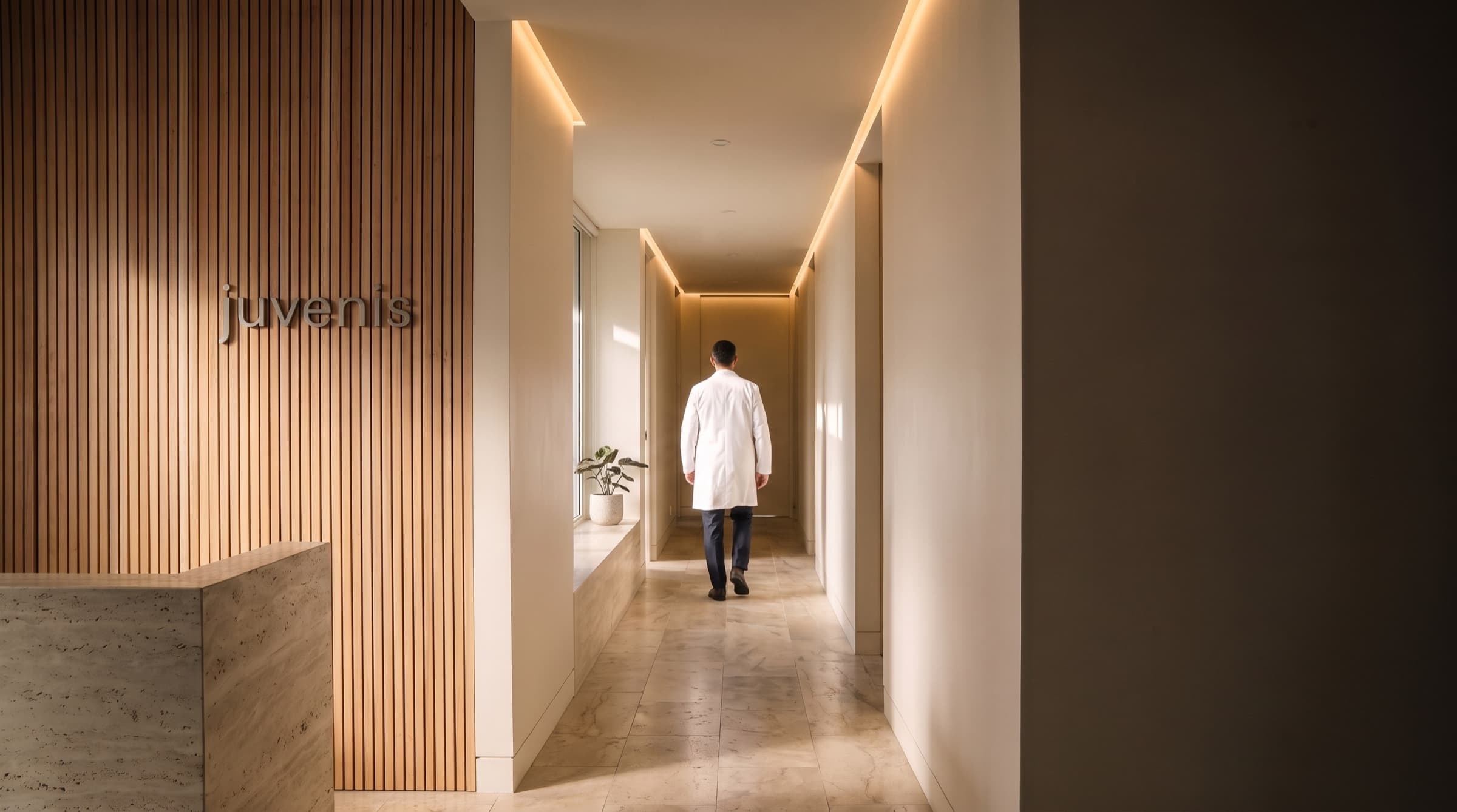 רופא צועד במסדרון קליניקת Juvenis