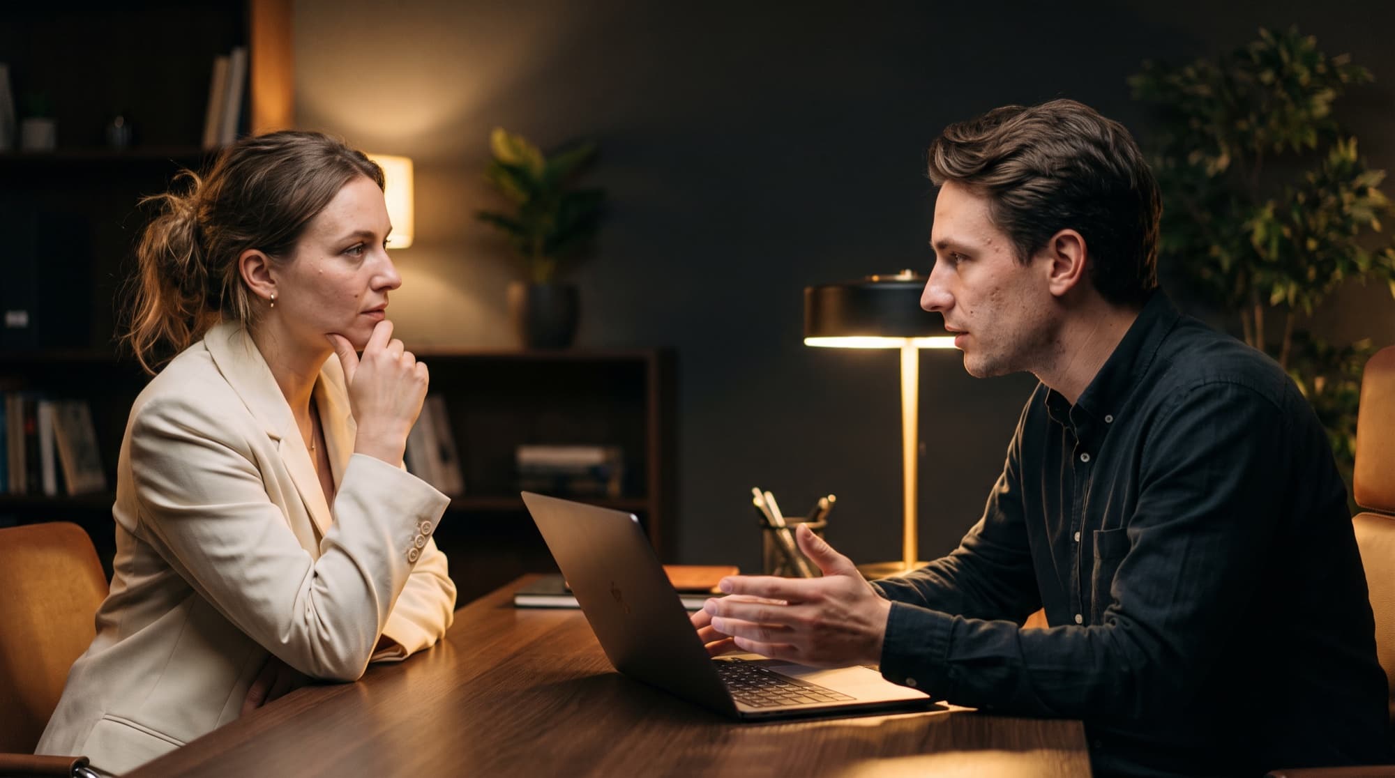 A clinic owner and her business advisor in a working session
